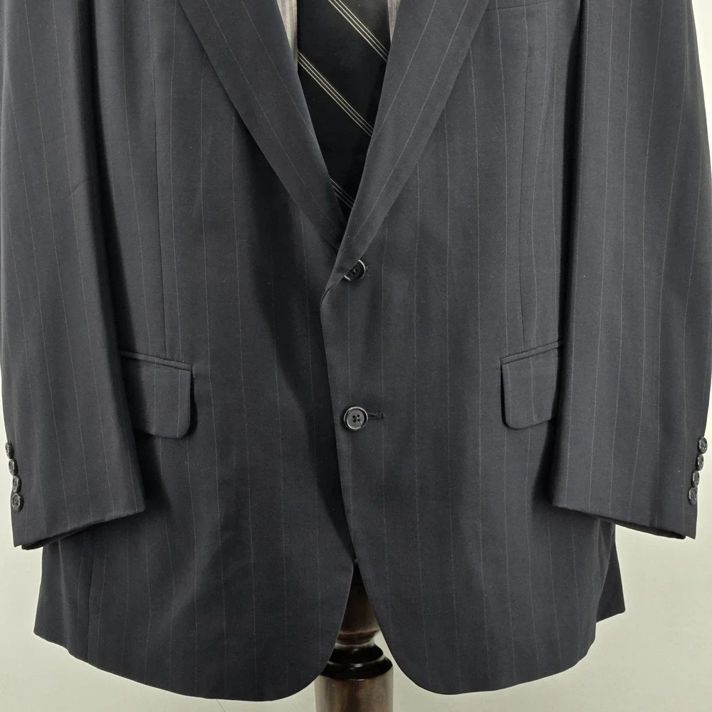 Vintage Burberrys Suit‎ Jacket Mens M Blue Striped Wool Single-Breasted 2 Button